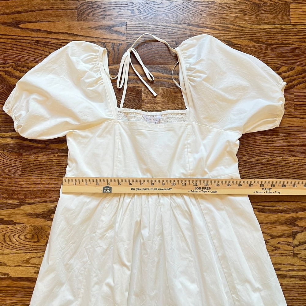 Draper James NWT 100% Cotton White Puff Sleeve Smocked Mini Dress Sz. Small - Picture 3 of 10